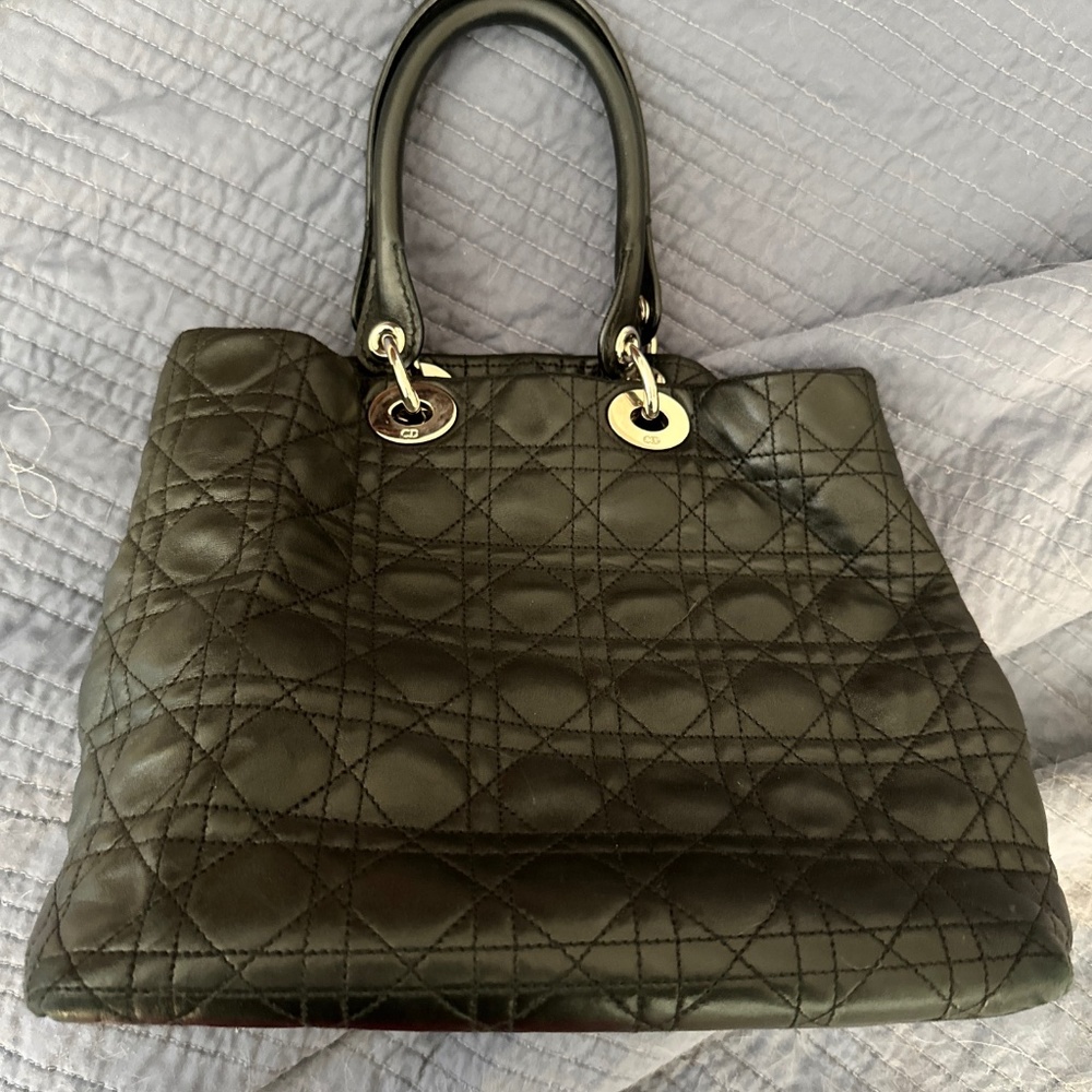 Dior Black Cannage Leather Soft Lady Dior Tote
